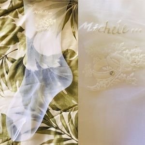 Vintage 90s New MICHELE Rhinestone Bridal Pantyhose Ultra Sheer Petite